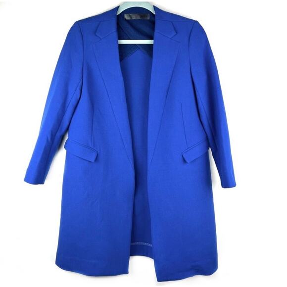 Royal Blue Wool Blend Knee-Length Over Coat XS/S Preppy Dopamine - Picture 1 of 7